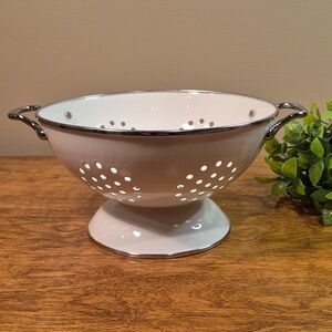ENAMEL COATED Metal White Colander, Fruit Basket, Decor, Wall Decor